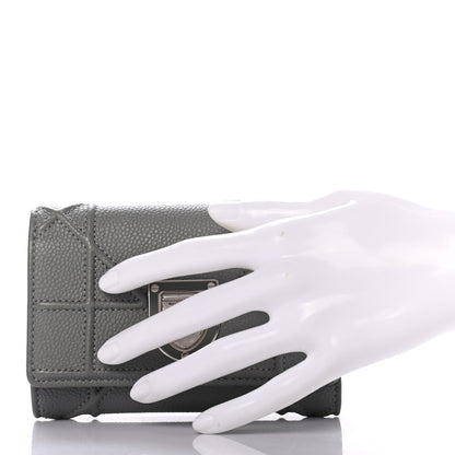 Christian Dior Grained Calfskin Cannage Diorama Elancee Wallet Grey 2 of 8