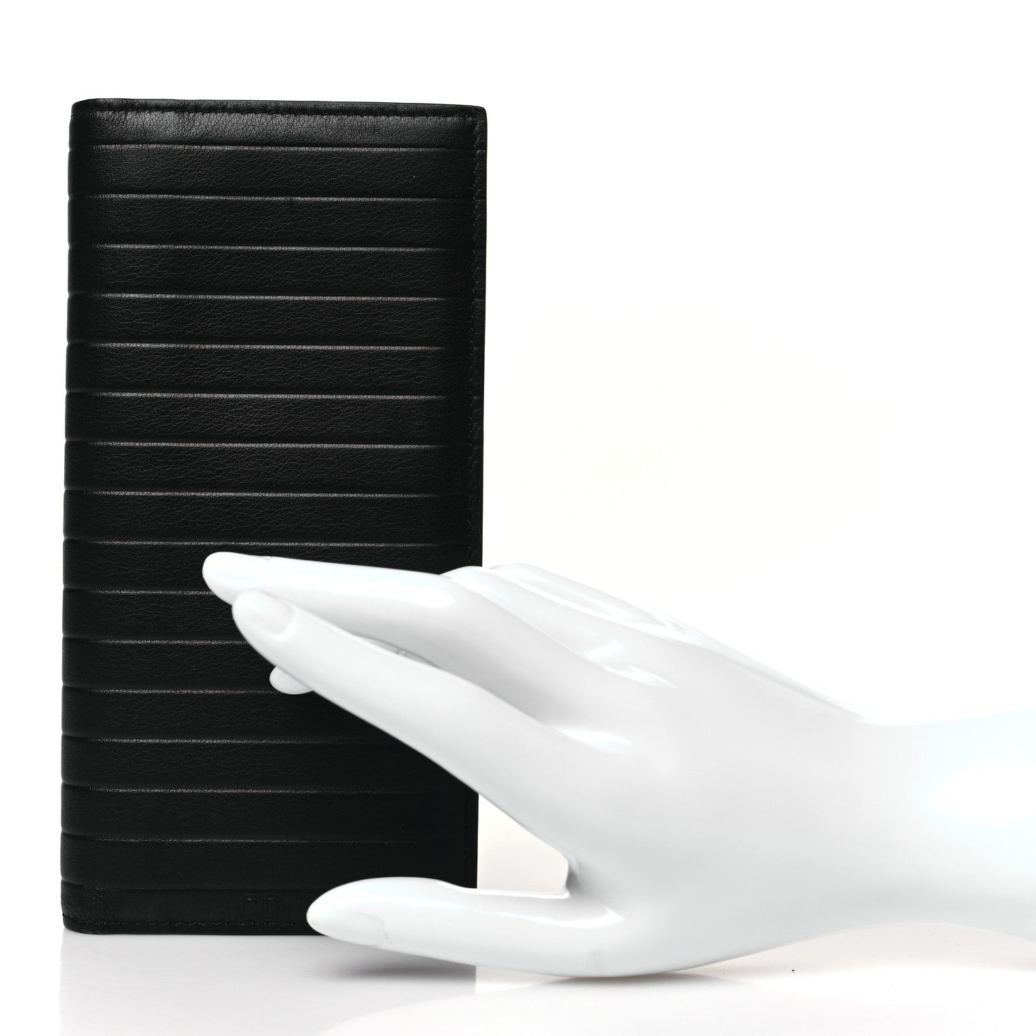 Christian Dior HOMME Calfskin Ribbed Wallet Black 2 of 8