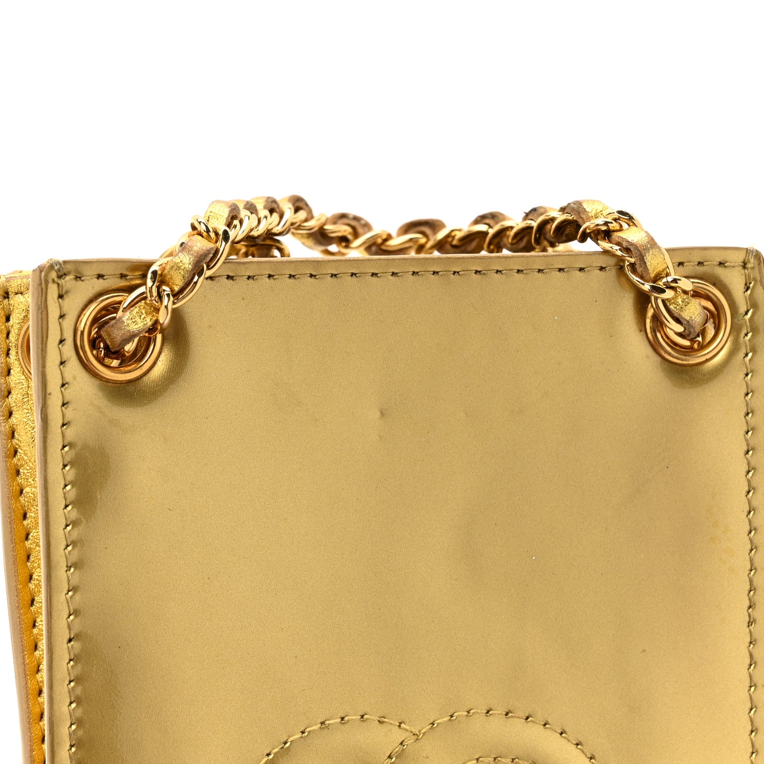 Chanel Patent Crossbody CC Phone Holder Gold 11 of 16