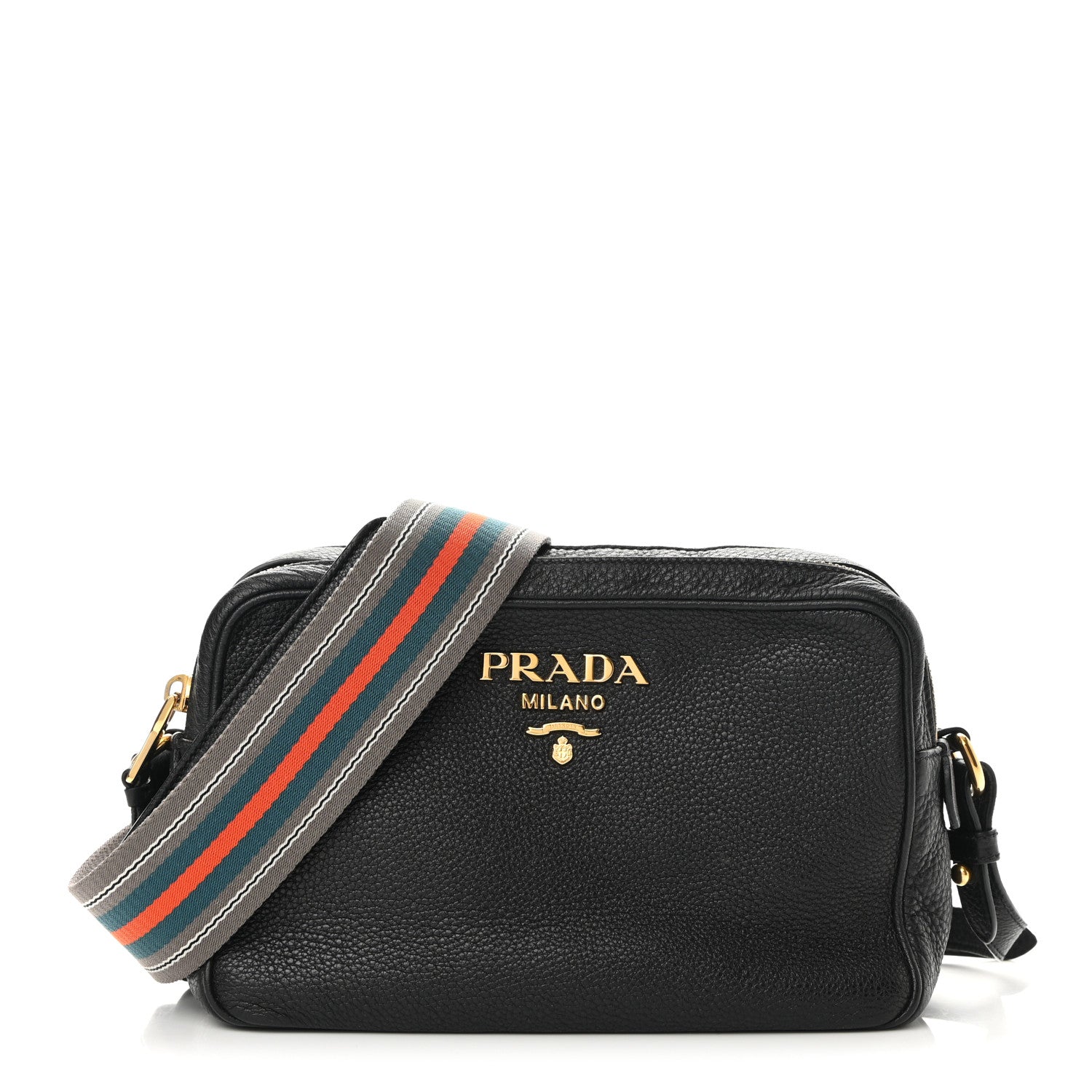 Prada Vitello Daino Medium Double Zip Shoulder Bag Black 1 of 10