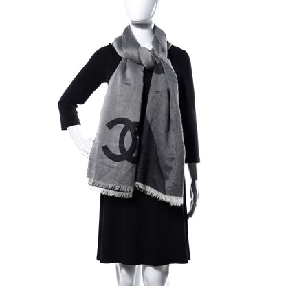 Chanel Cashmere CC Logo Stole Black 2 of 4