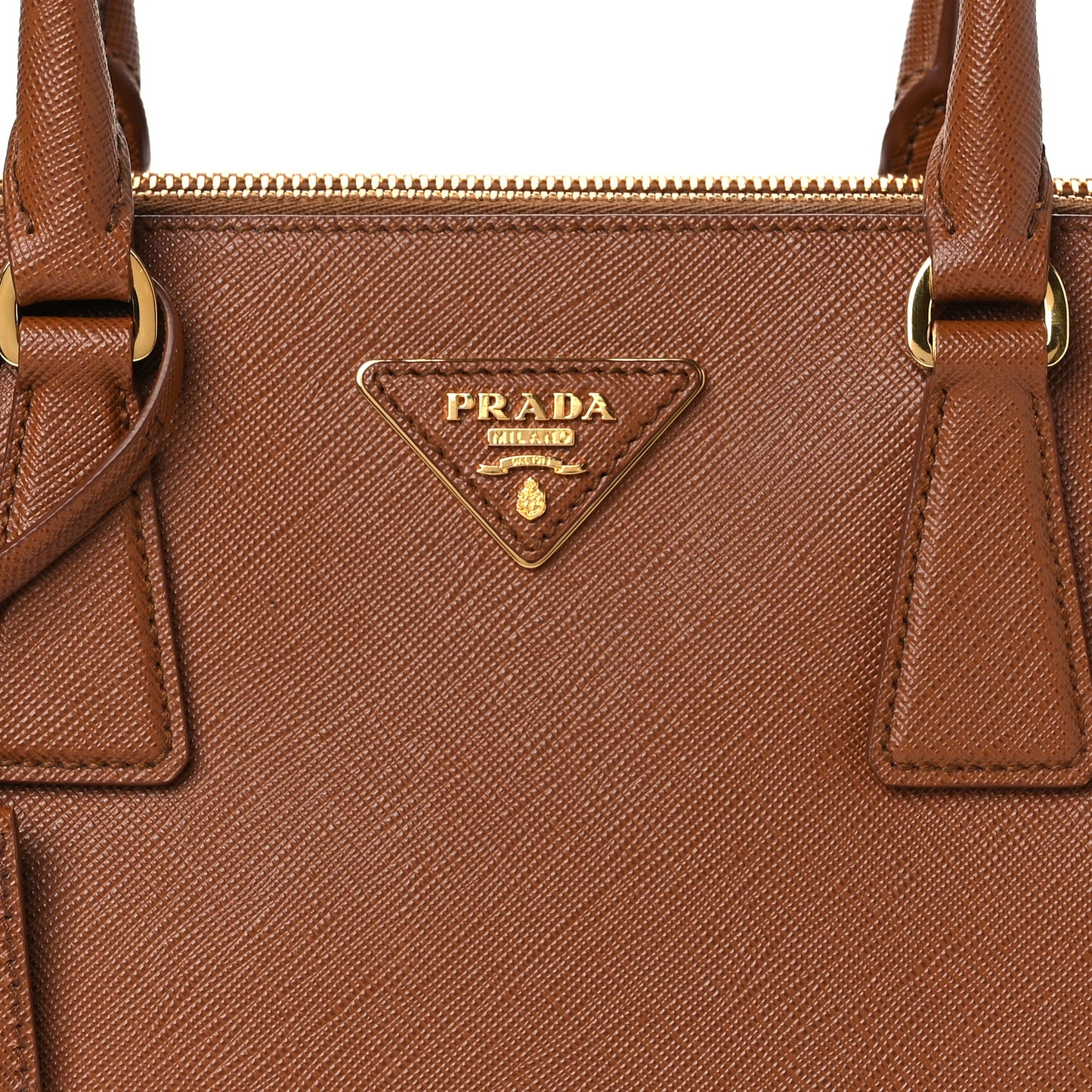 Saffiano Small Galleria Double Zip Tote Caramel