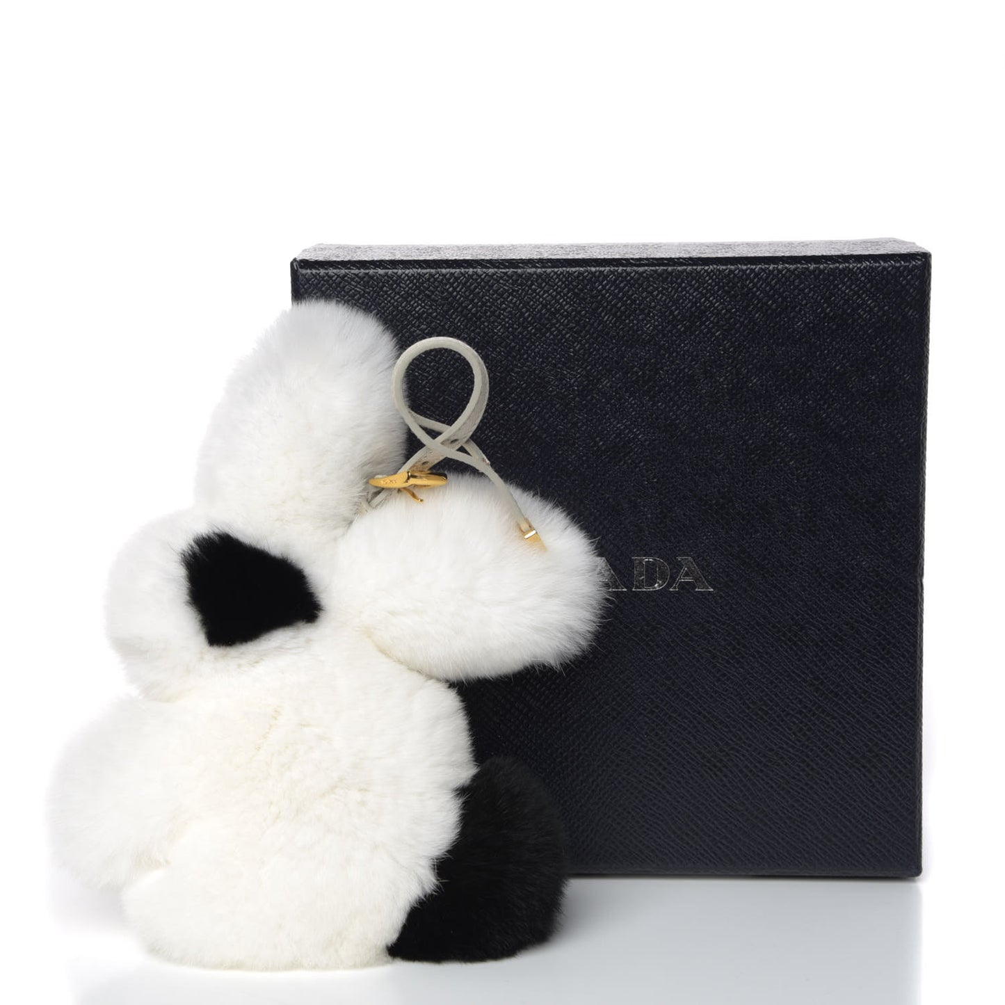 Fur Rabbit Charm White Black
