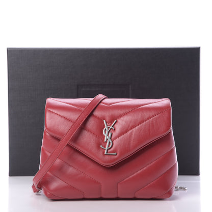 Saint Laurent Calfskin Y Quilted Monogram Toy Loulou Crossbody Bag New Lipstick 9 of 9