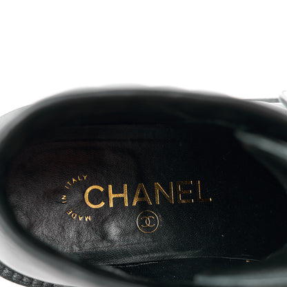 Chanel Shiny Calfskin Quilted Lace Up Combat Boots 39.5 Black 8 of 10