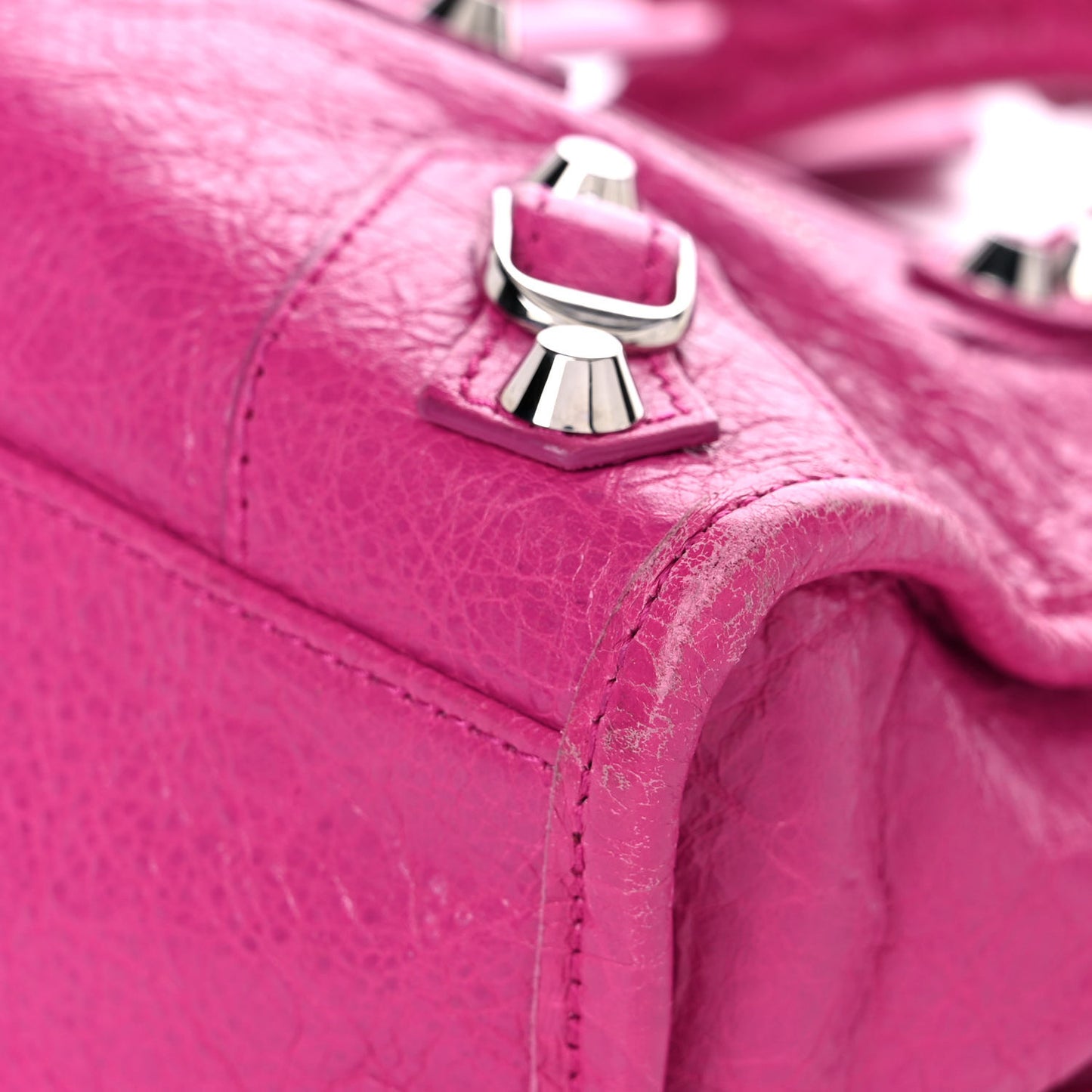 Agneau Classic Silver Hardware Mini City Rose Magenta