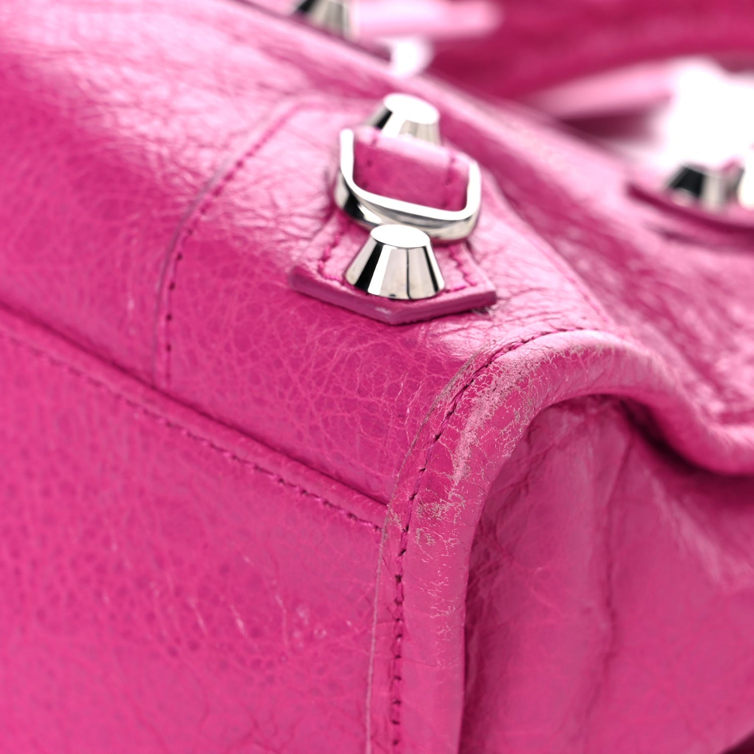 Balenciaga Agneau Classic Silver Hardware Mini City Rose Magenta 9 of 13