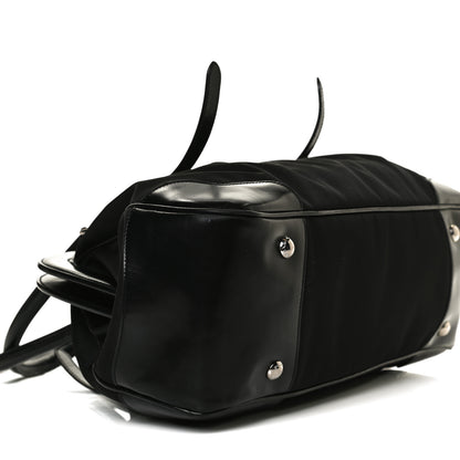 Prada Tessuto Nylon Calfskin Frame Satchel Black 10 of 17