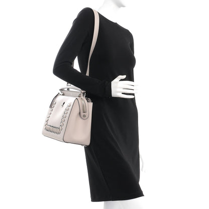 Fendi Vitello Baltico Dolce Shiny Nappa Lace Up DotCom Satchel Grigio Polvere 2 of 9