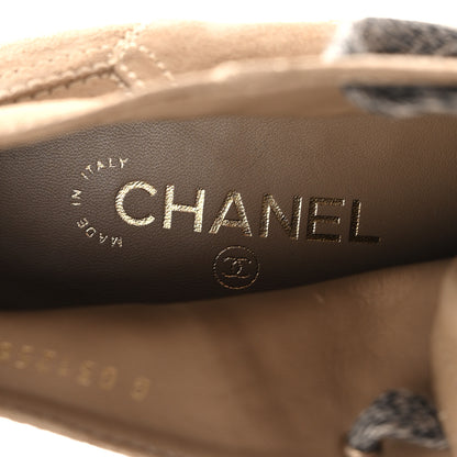 Chanel Suede Calfskin Lace Up Wedge Booties 40.5 Beige 7 of 9