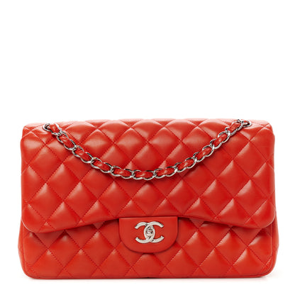 Chanel Lambskin Quilted Jumbo Double Flap Red 1 of 11