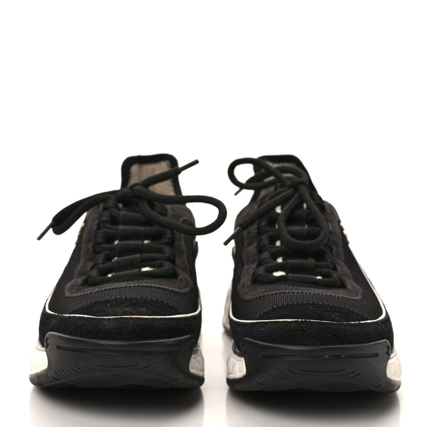 Velvet Calfskin Mixed Fibers CC Sneakers 39 Black