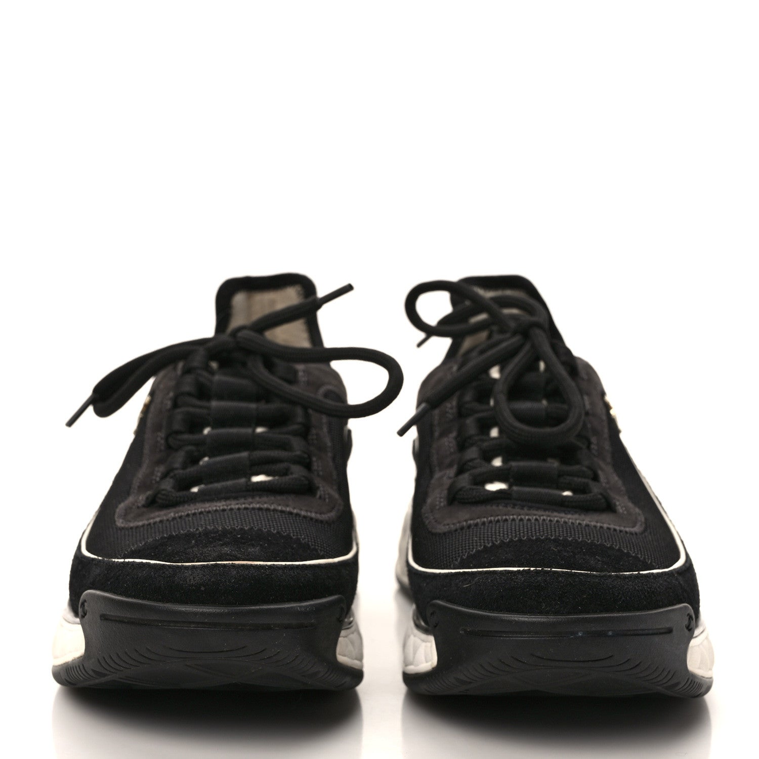 Chanel Velvet Calfskin Mixed Fibers CC Sneakers 39 Black 2 of 9