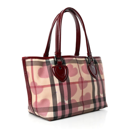 Burberry Nova Check Heart Small Gracie Tote Berry Red 2 of 6