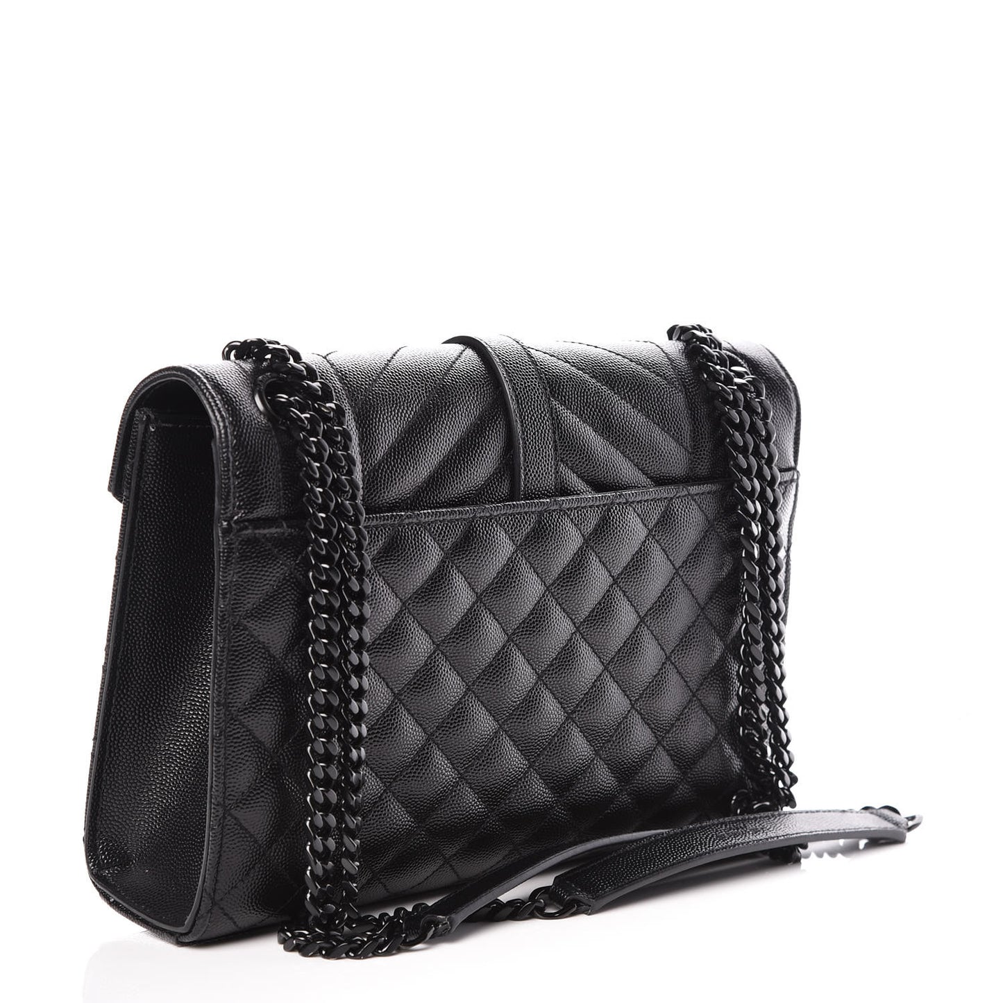 Grain De Poudre Textured Mixed Matelasse Triquilt Medium Monogram Satchel Black