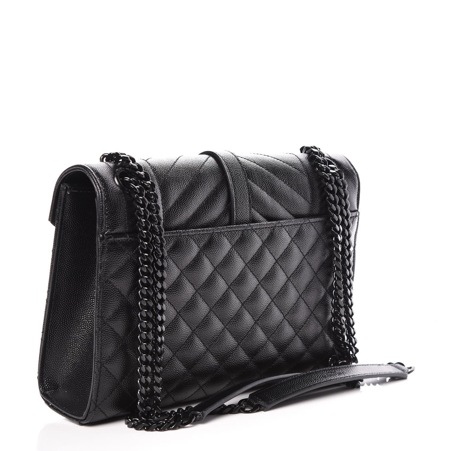 Saint Laurent Grain De Poudre Textured Mixed Matelasse Triquilt Medium Monogram Satchel Black 3 of 9