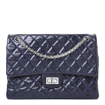 Chanel Glazed Calfskin Quilted Surpique 2.55 Reissue Flap Navy 1 of 18