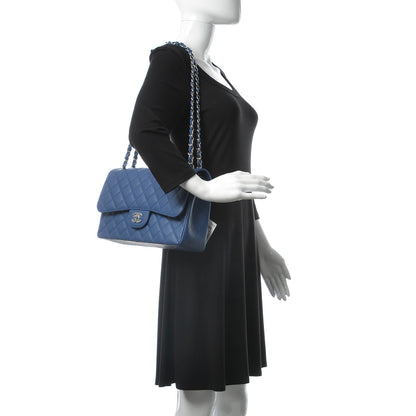 Chanel Caviar Quilted Jumbo Double Flap Dark Blue 2 of 7