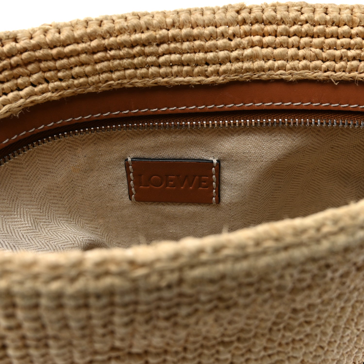 Loewe Calfskin Raffia Paulas Ibiza Pochette Bag Natural Tan 6 of 12