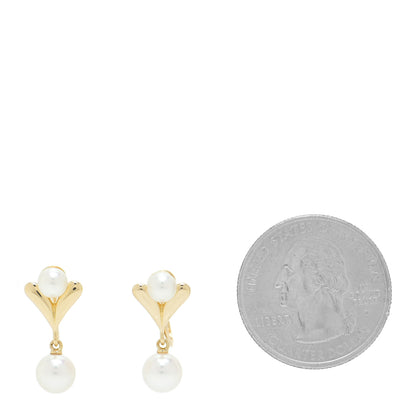 Mikimoto 18K Yellow Gold Akoya Pearl 4.5-6.5mm Drop Screw-Back Earrings 2 of 4