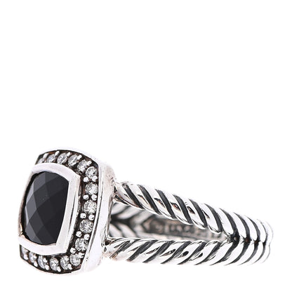 David Yurman Sterling Silver Diamond Black Onyx 7mm Petite Albion Ring 52 6 3 of 5