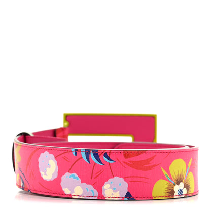 Gucci Calfskin Floral Heron G Cube Memorable Buckle 40mm Belt 80 32 Pink Green Multicolor 2 of 6