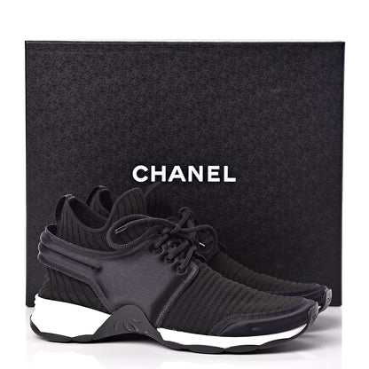 Chanel Stretch Fabric Womens CC Sneakers 37.5 Black 8 of 8