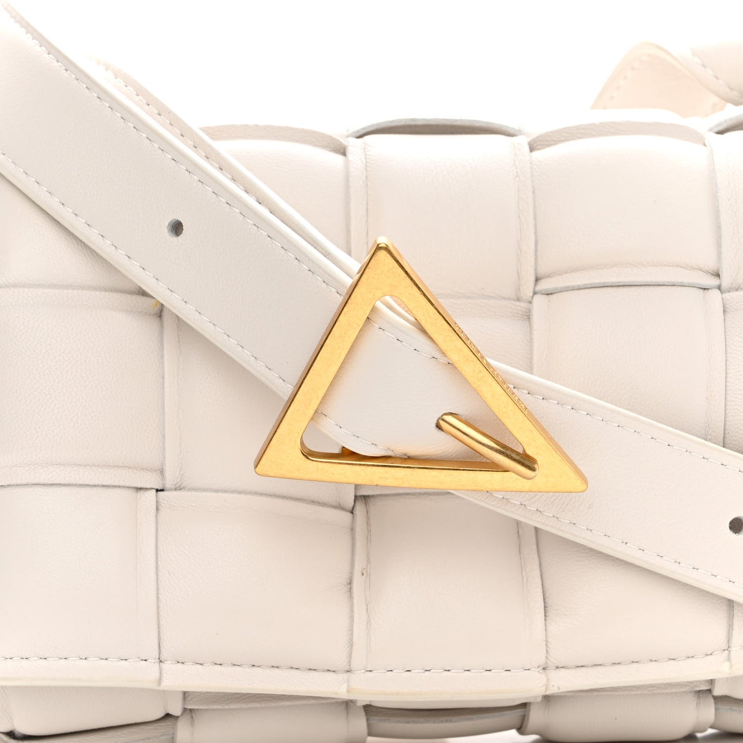 Nappa Maxi Intreccio Small Padded Cassette Crossbody Bag White