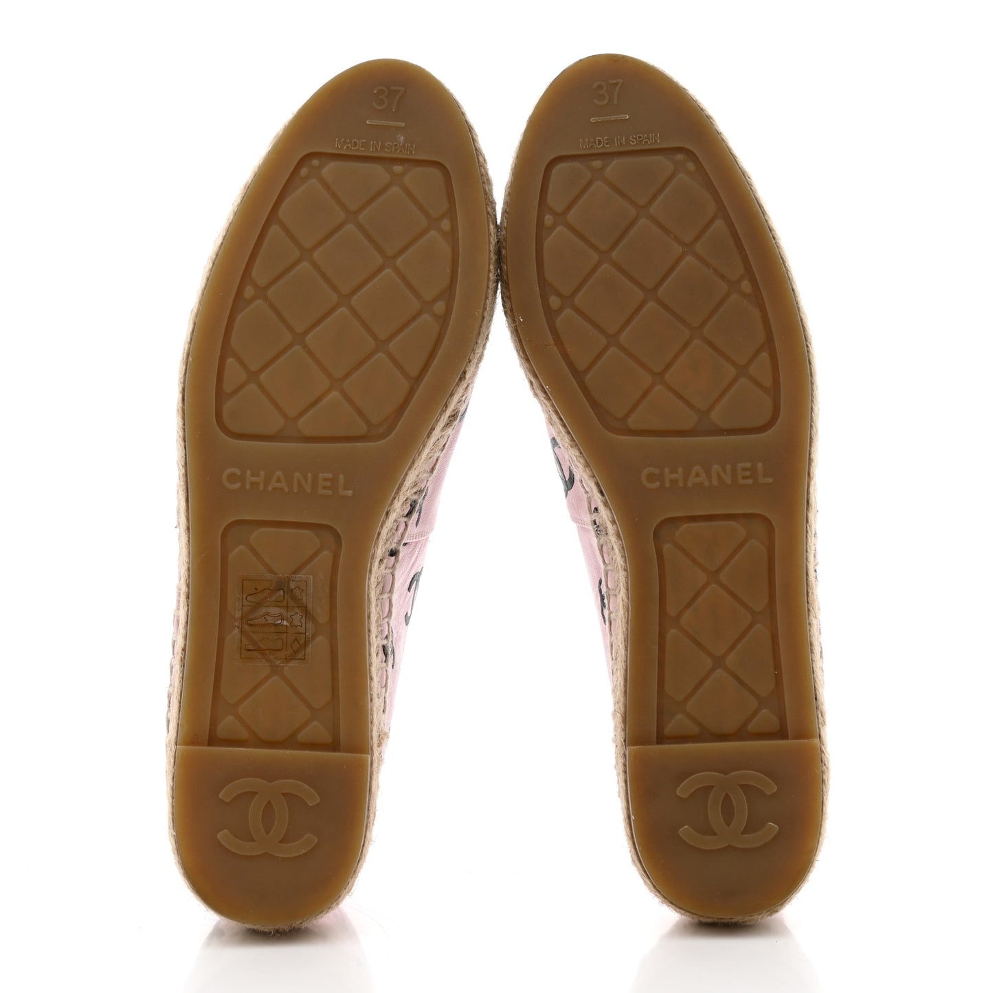Lambskin Printed Coco Beach Espadrilles 37 Light Pink Black