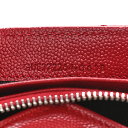 Saint Laurent Grain De Poudre Matelasse Chevron Monogram Flap Wallet Red 6 of 6