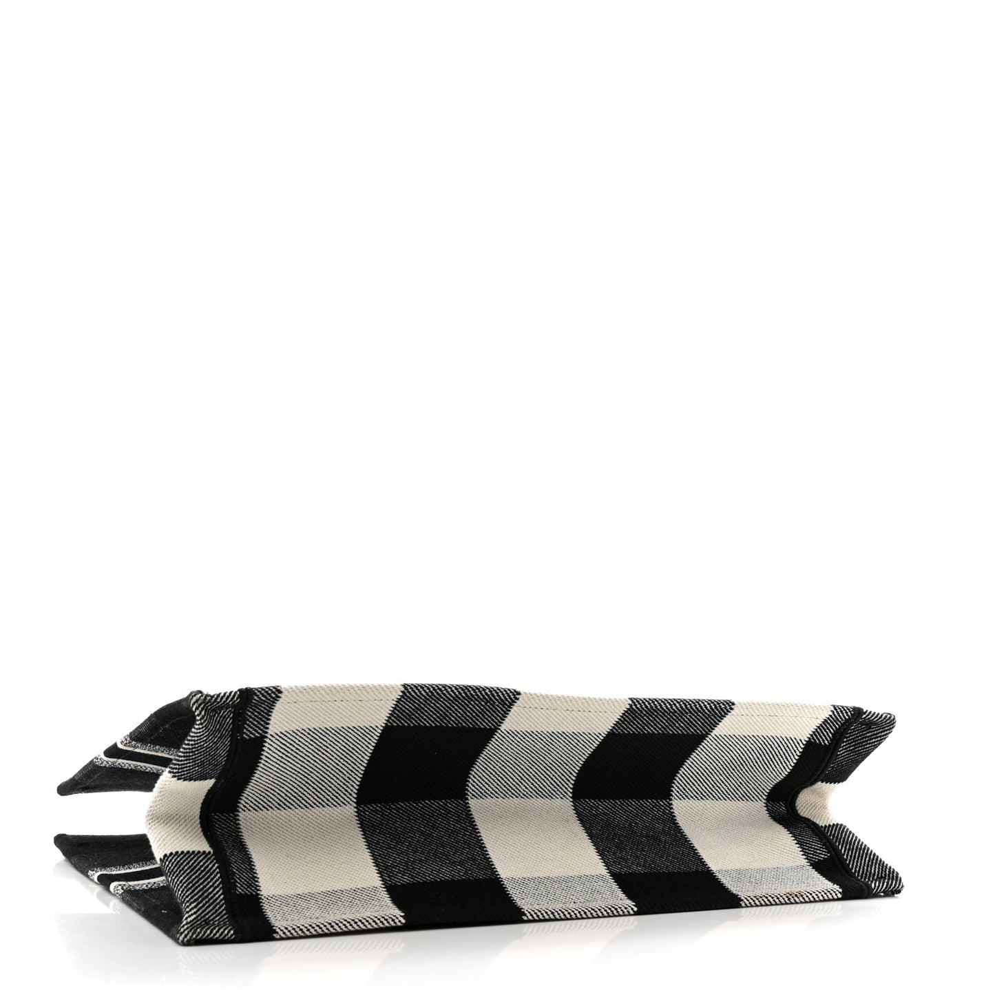 Canvas Embroidered Checkered Book Tote Black White