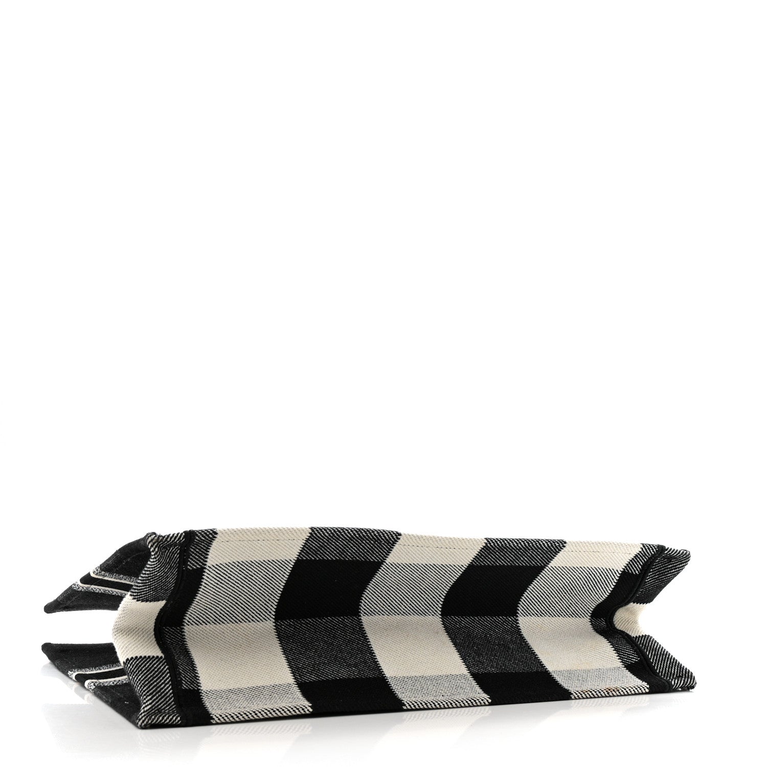 Christian Dior Canvas Embroidered Checkered Book Tote Black White 4 of 13
