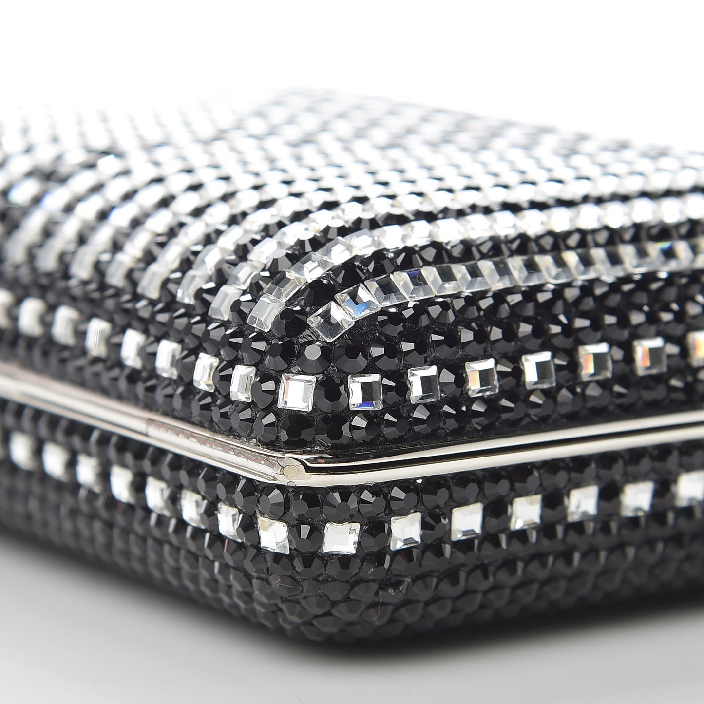 Crystal Minaudière Clutch Black Silver