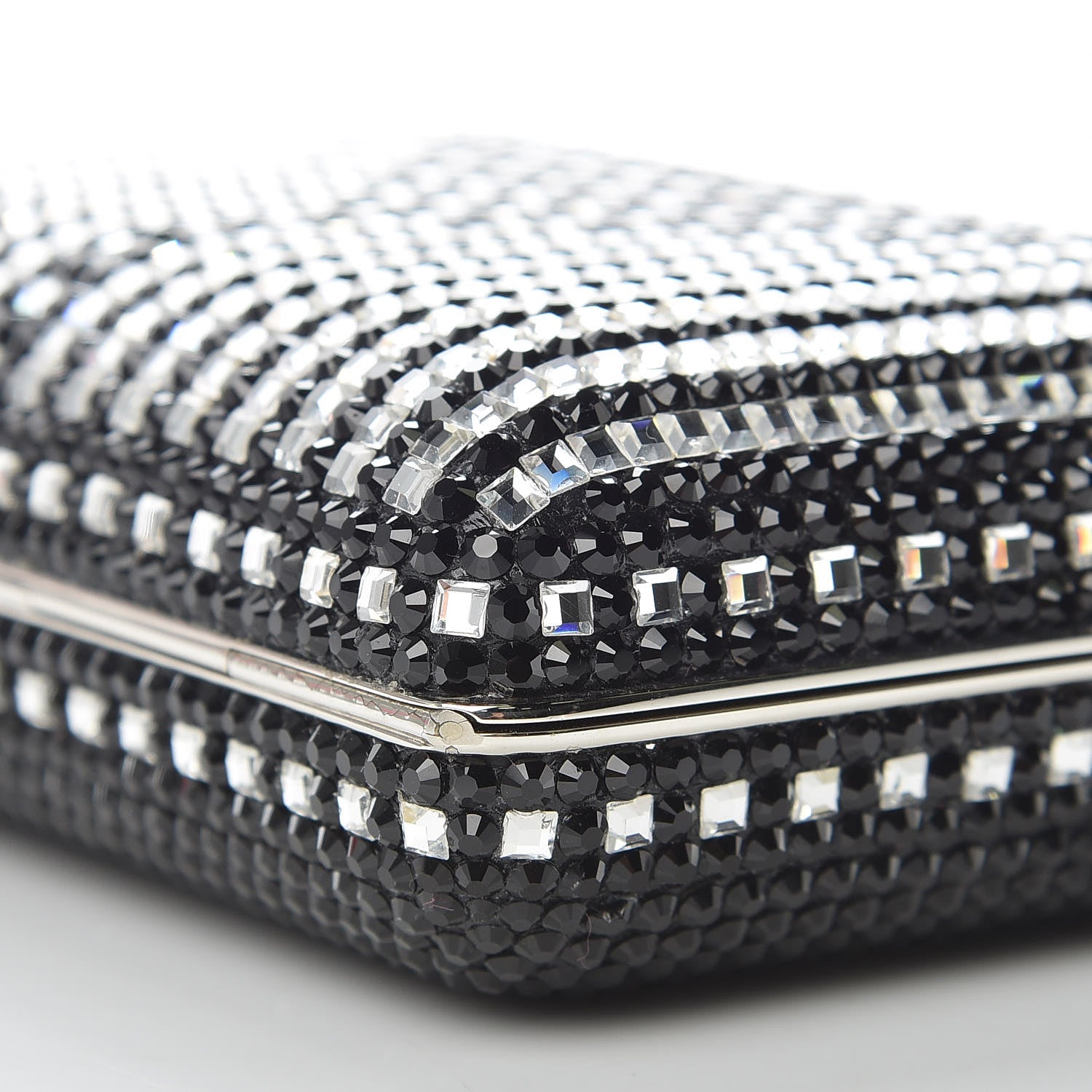 Judith Leiber Crystal Minaudière Clutch Black Silver 10 of 11