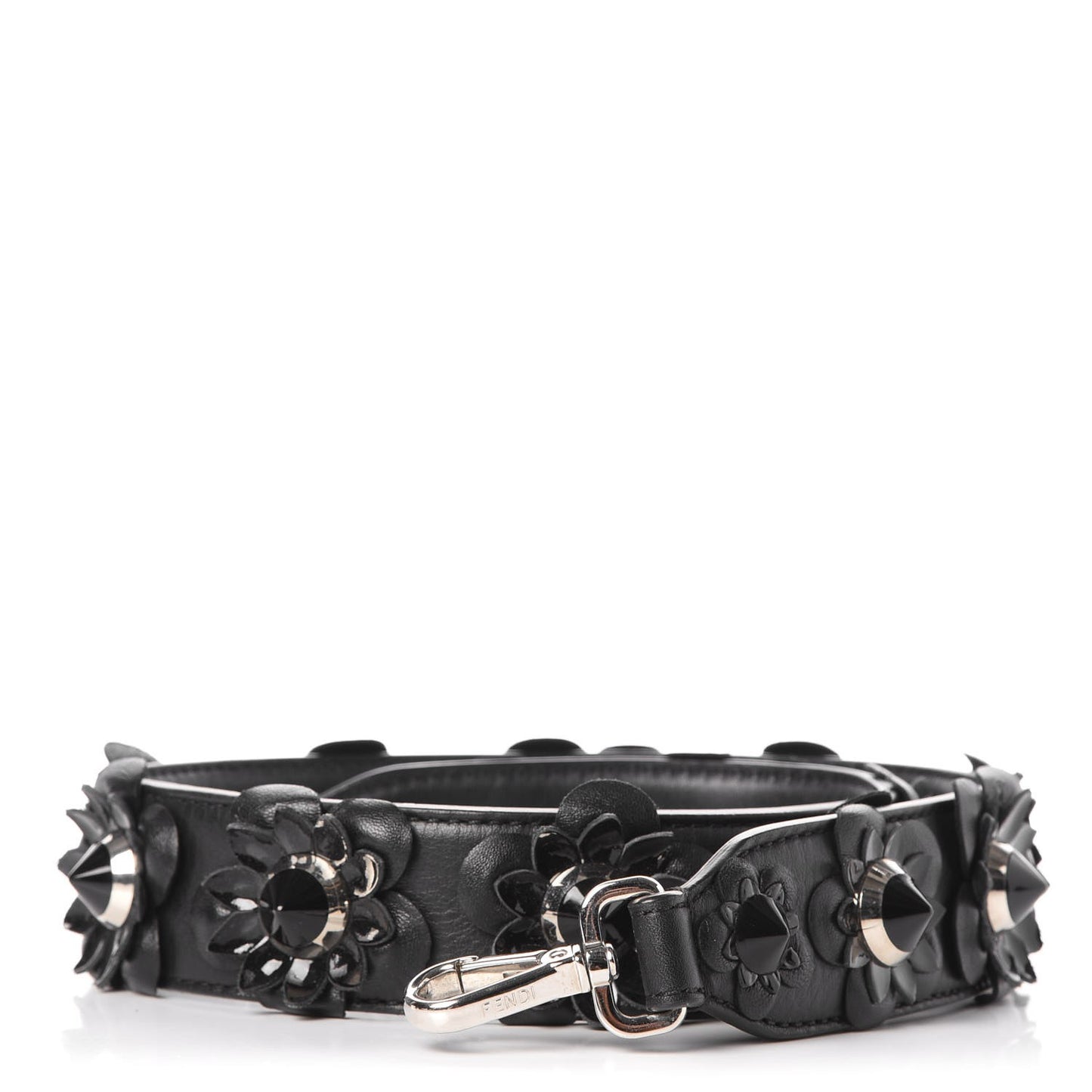 Vitello Dolce Nappa Patent Flowerland Studded Strap You Black