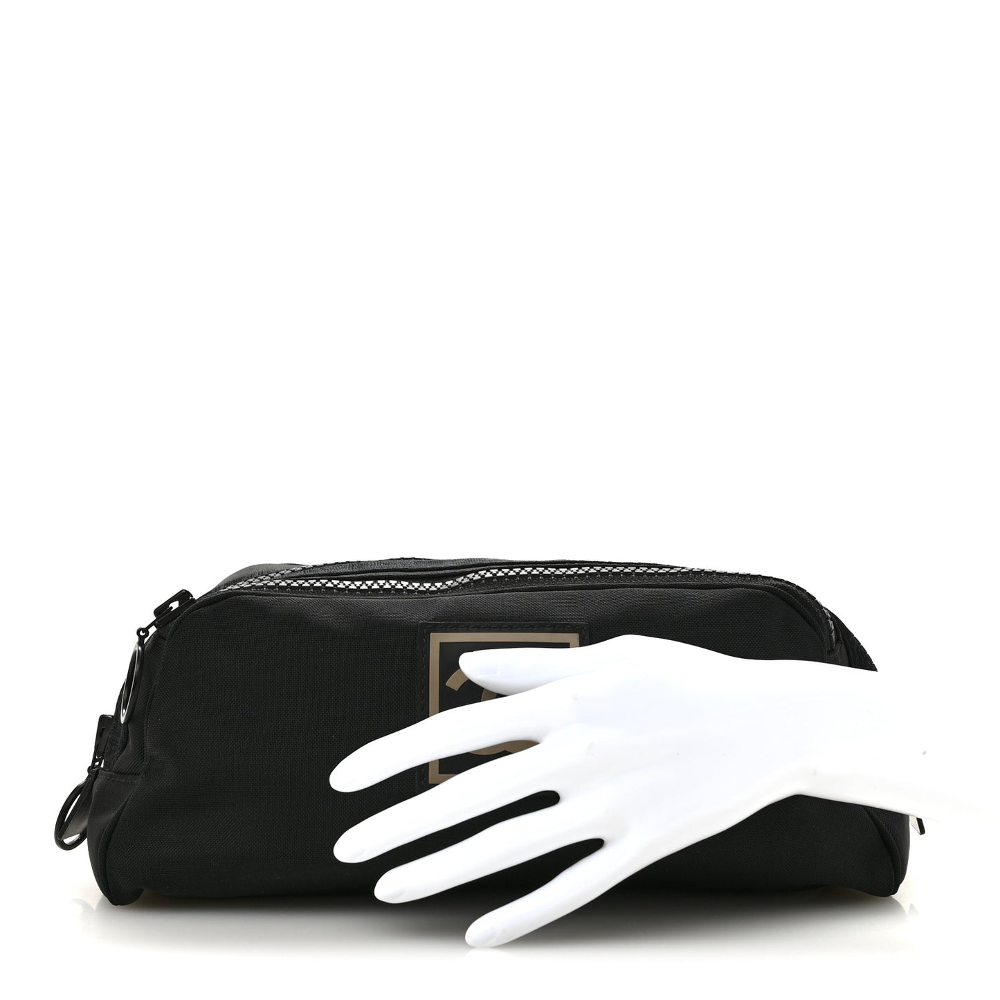 Canvas Nylon Sport Logo Cosmetic Bag Black