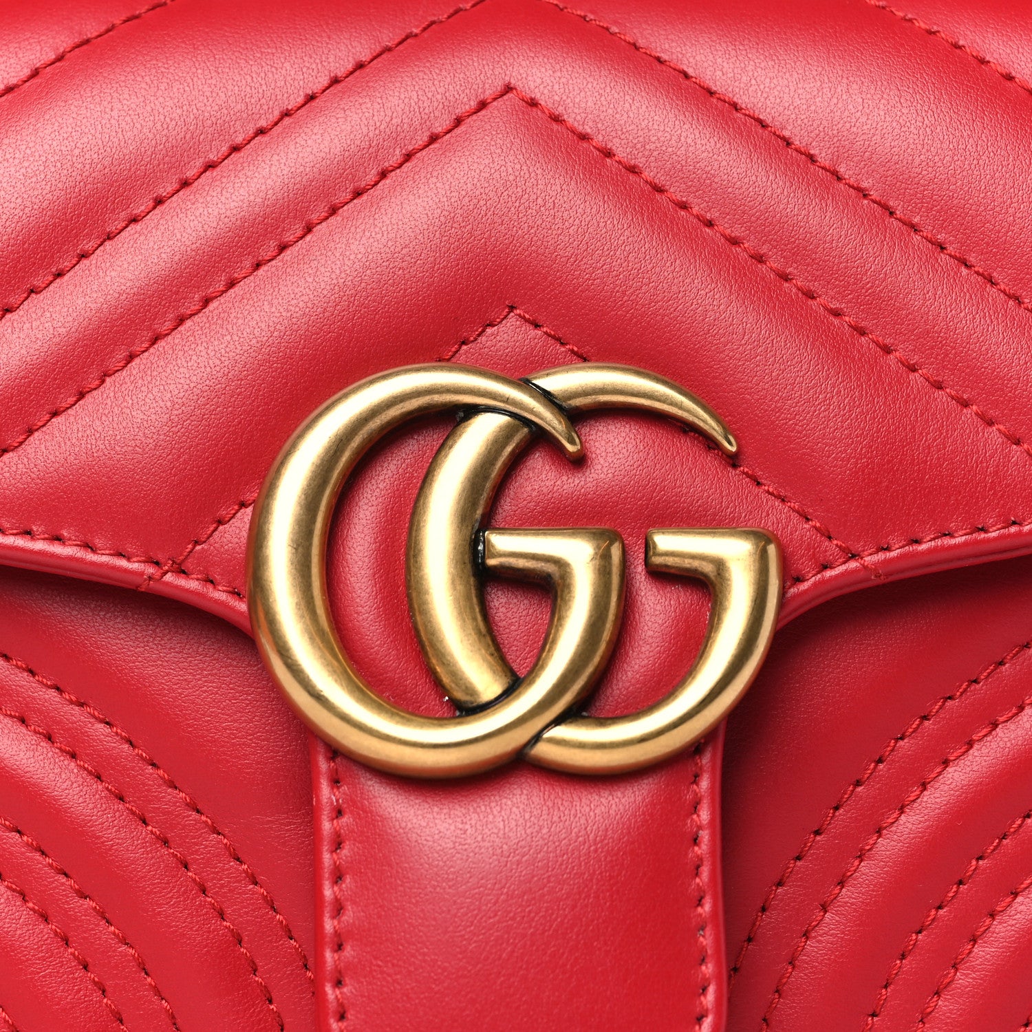Gucci Calfskin Matelasse Mini GG Marmont Top Handle Shoulder Bag Hibiscus Red 8 of 11