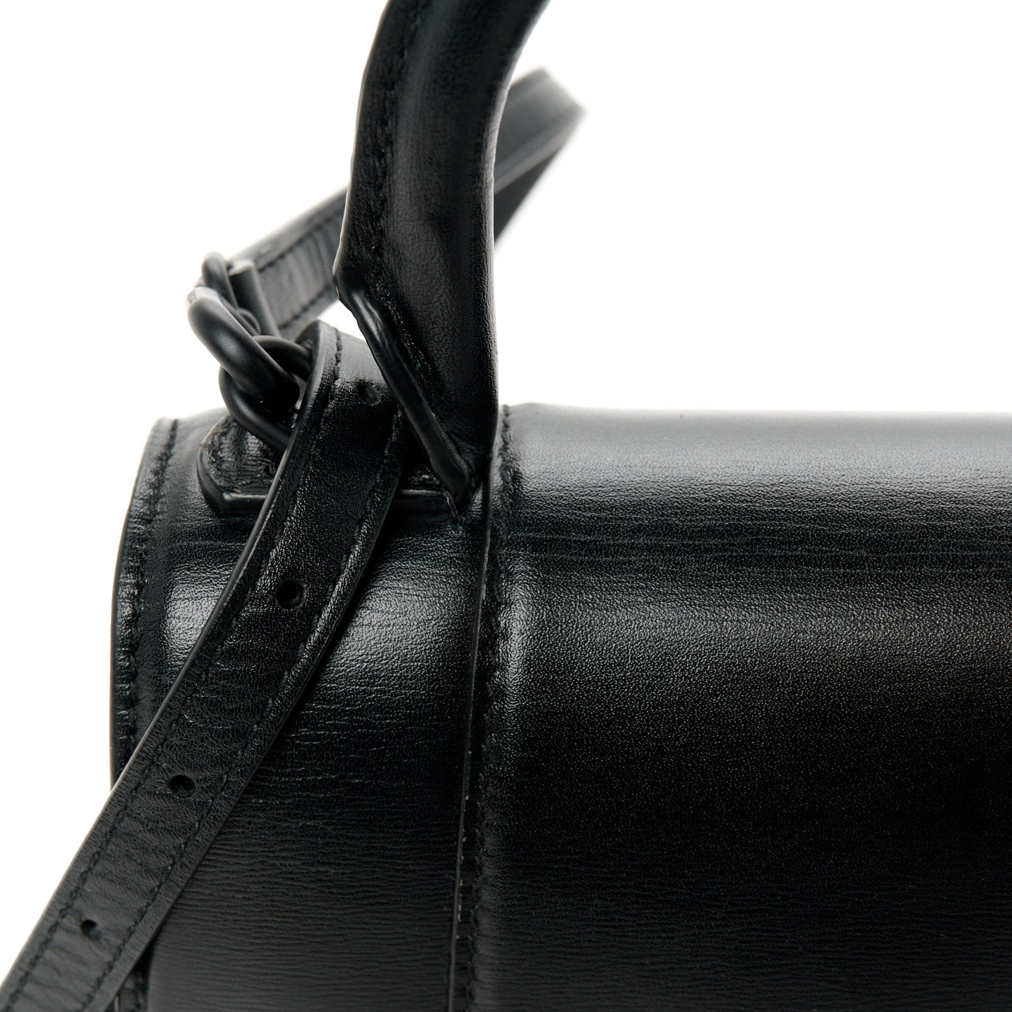 Shiny Box Calfskin Strass Hourglass Top Handle Bag XS Black