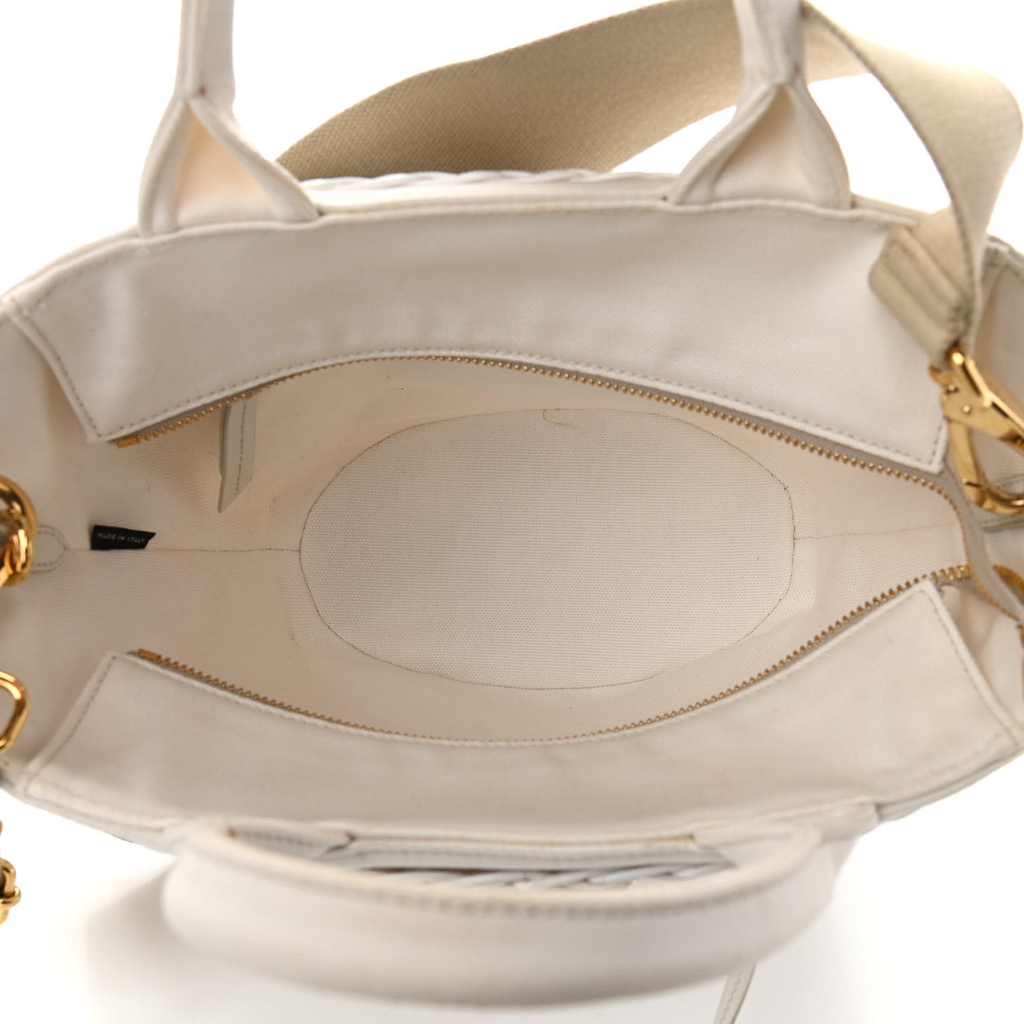 Wicker Canvas Shoulder Bag White