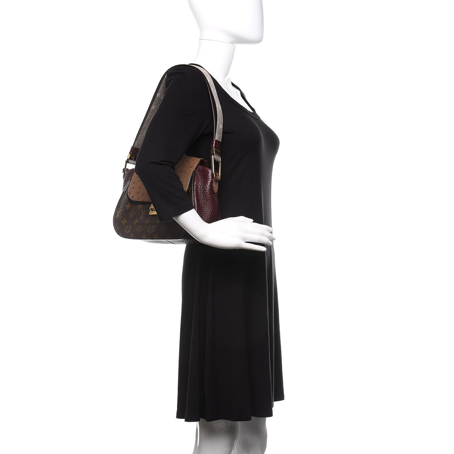 Louis Vuitton Ostrich Lizard Exotique Majestueux Shoulder Bag Bordeaux 2 of 9