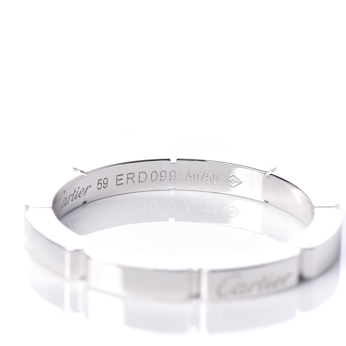 18K White Gold 2.5mm Maillon Panthere Wedding Band Ring 59 8.75