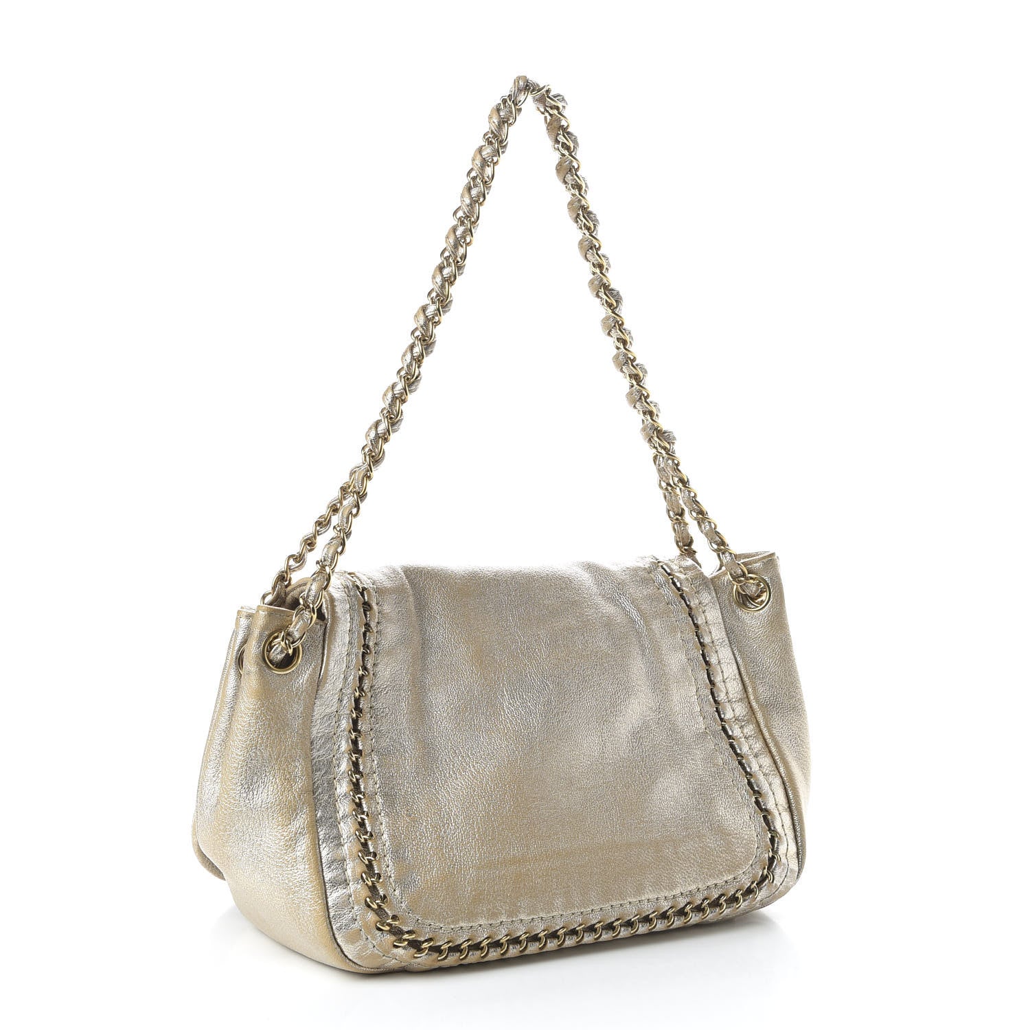 Chanel Metallic Goatskin Luxe Ligne Flap Light Gold 3 of 12