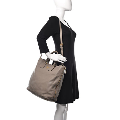 Prada Vitello Daino Side Zip Tote Argilla 2 of 16
