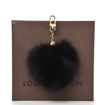 Louis Vuitton Fox Fur Fuzzy Bubble Bag Charm Black 4 of 4