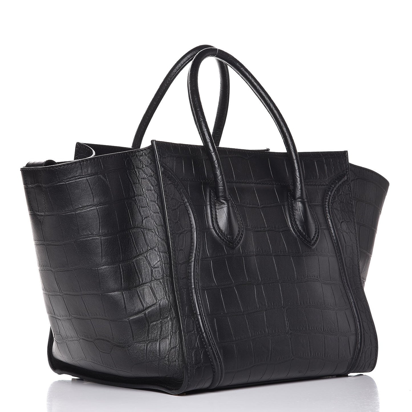 Crocodile Embossed Calfskin Medium Phantom Luggage Black