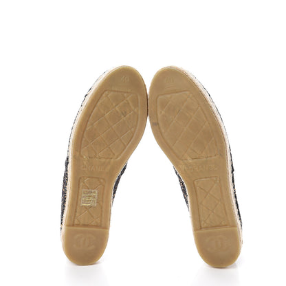 Chanel Metallic Tweed Grosgrain CC Espadrilles 40 Black Gold 7 of 7