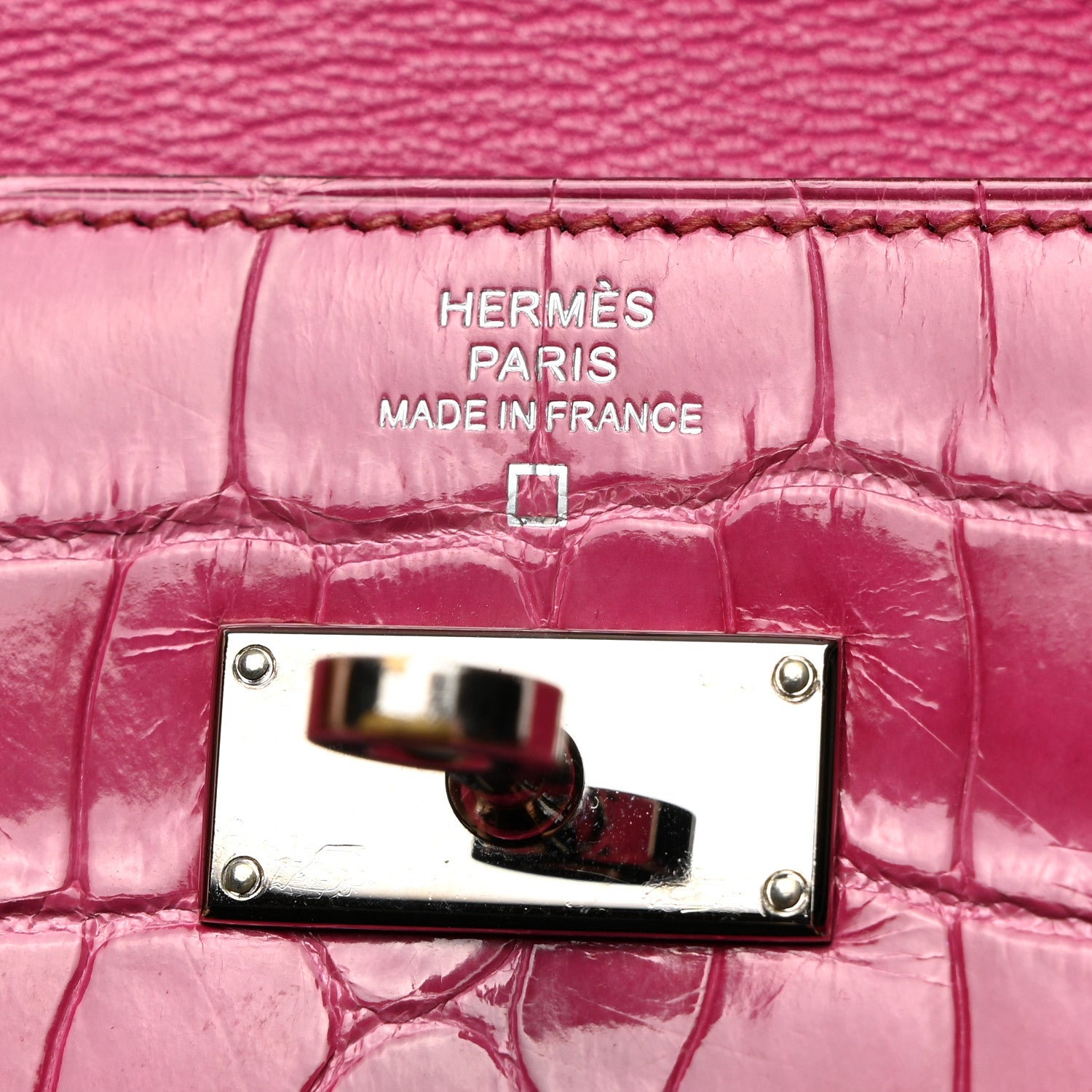 Hermes Shiny Alligator Kelly Longue Wallet Fuchsia 6 of 8