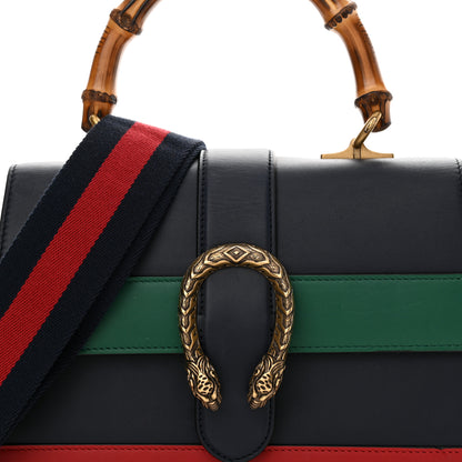 Gucci Moon Calfskin Bamboo Web Medium Dionysus Top Handle Bag Blue Emerald Hibiscus Red 8 of 14