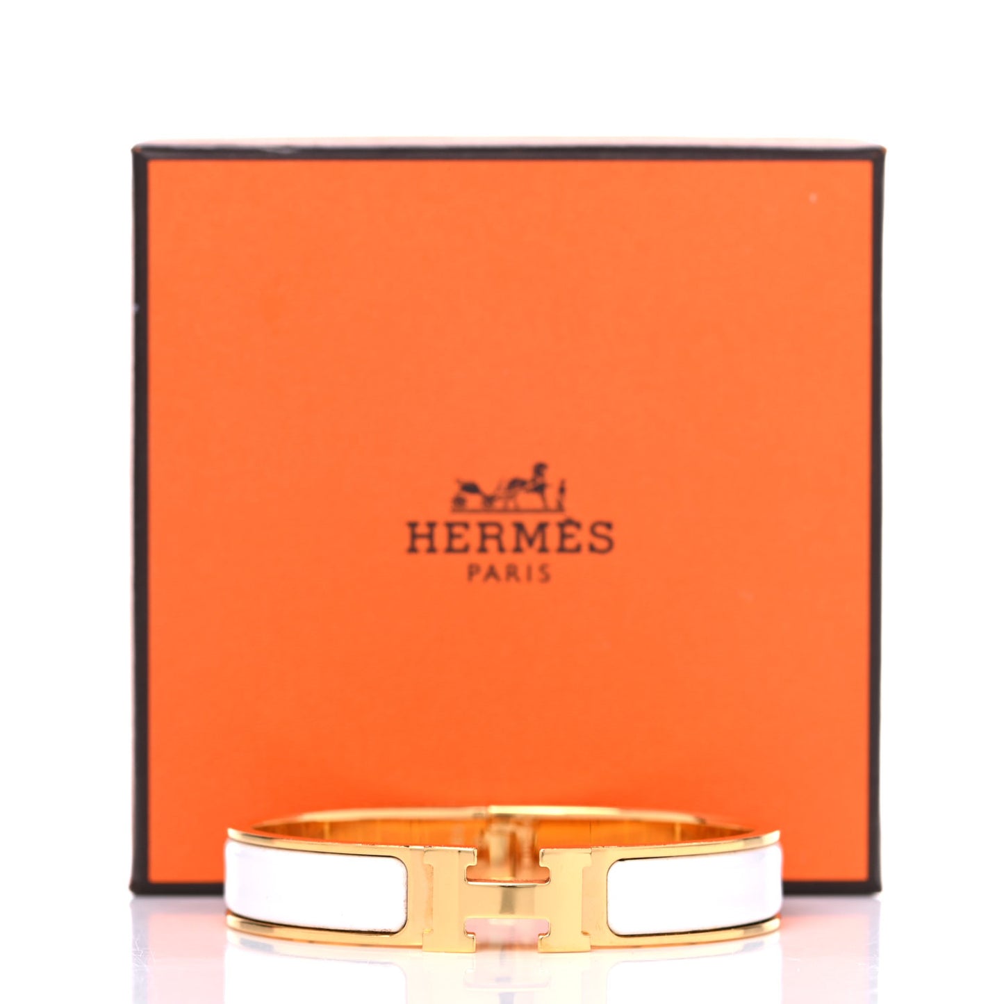 Enamel Narrow Clic Clac H Bracelet GM White