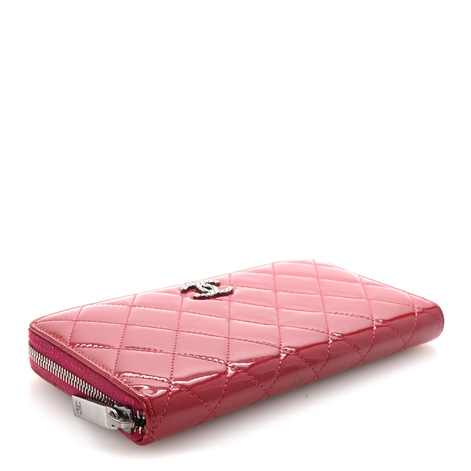Chanel Patent Quilted Brilliant Zip Around Wallet Pink 4 of 8